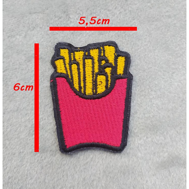 Patch Bordir French Fries / Kentang goreng Bordir IRON ON