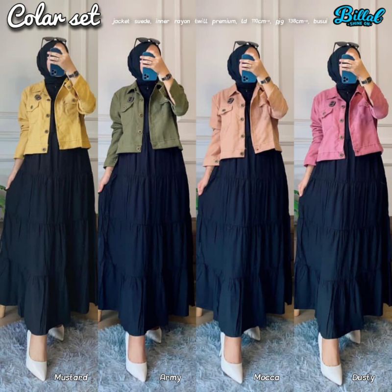 COLAR SET SETELAN GAMIS MIDI DRESS OUTER