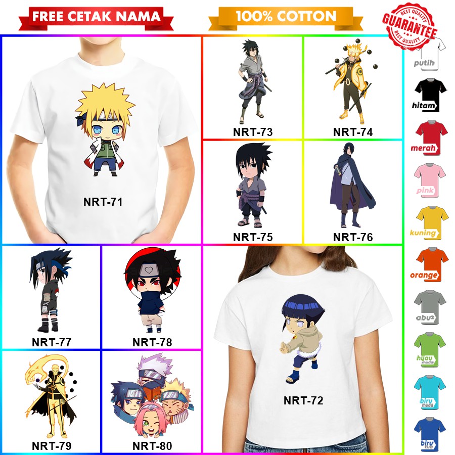 [FREE NAMA!!] Baju Kaos COUPLE  ANAK DAN NARUTO BANYAK MOTIF