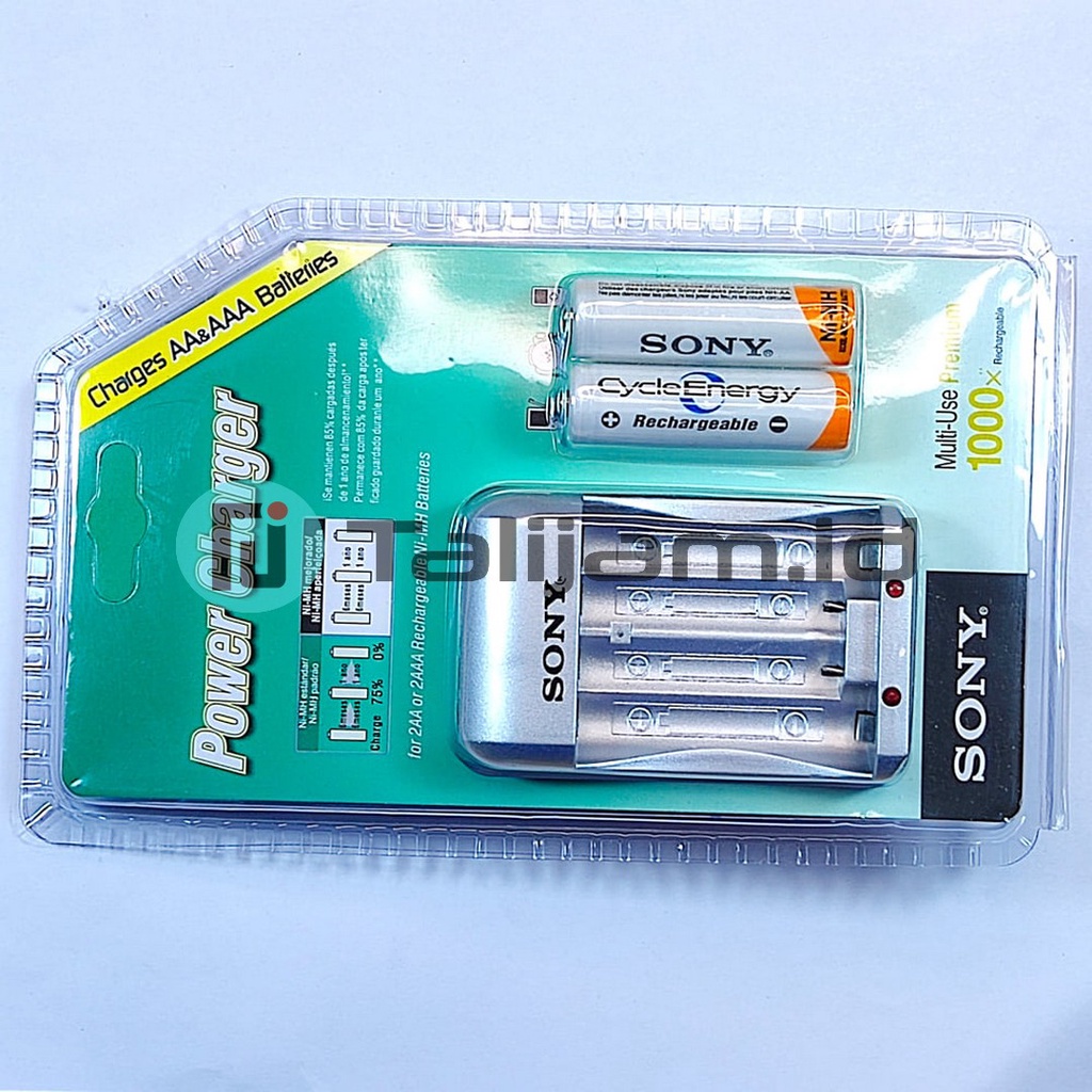 Paket batu Batrei Battery cas A2 AA Dan Charger Sony Rechargeable