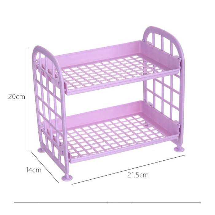 Rak Susun Plastik Mini 2 Tingkat Serbaguna / Rak Meja 2 tk / Rak Kosmetik 2 Susun Multifungsi / Rak Bumbu / Rak Kamar Mandi / Rak Susun Makanan Kecil Cocok Digunakan Di Semua Tempat Desktop Storage