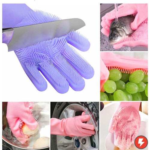 Flashmart Sarung Tangan Sikat Mencuci Magic Silicone Gloves