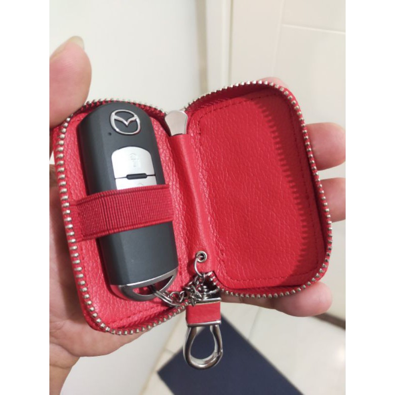 Dompet Stnk SIM  plus gantungan REMOTE kunci logo mazda merah+karet UNIVERSAL