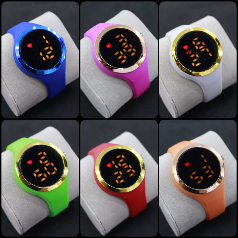 Jam Tangan Wanita Anak Dewasa LED Watch Y1 Rubber Bulat