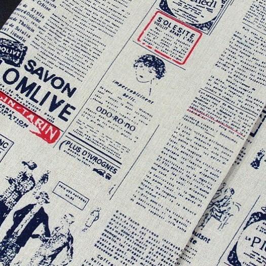 Kain | Kain Katun Linen Impor Motif Koran Warna Biru/Kain Diy/Bahan Kain