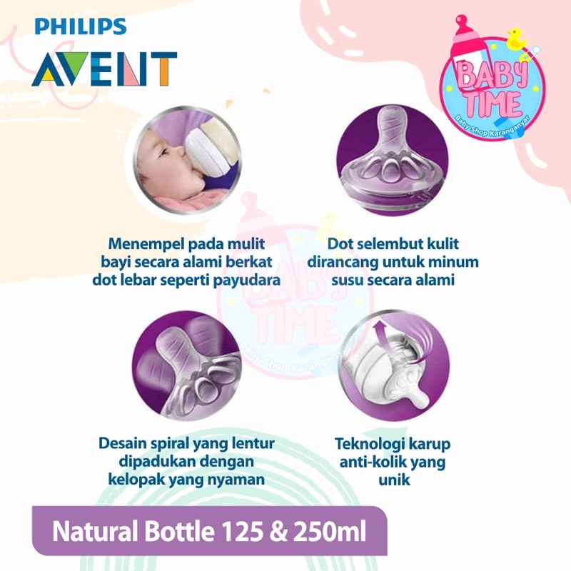 PHILIPS AVENT Botol Dot Susu Bayi Philips Single Bottle Natural