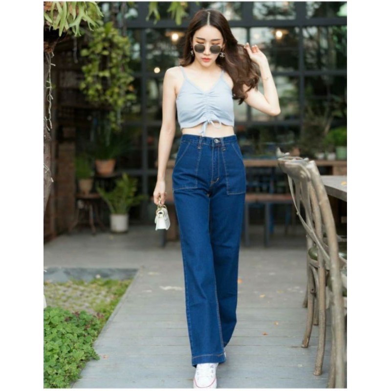 KULOT JEANS ALICE - KULOT JEANS KANTONG TEMPEL DARK BLUE