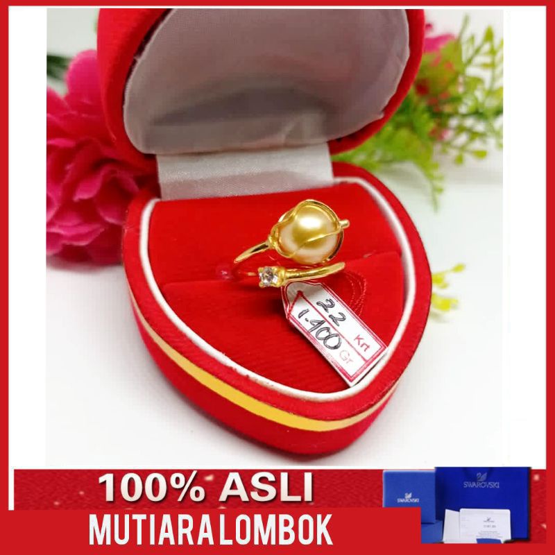cincin emas asli 22 karat kadar 91.6% mutiara laut lombok jewellery south sea pearl original perhias