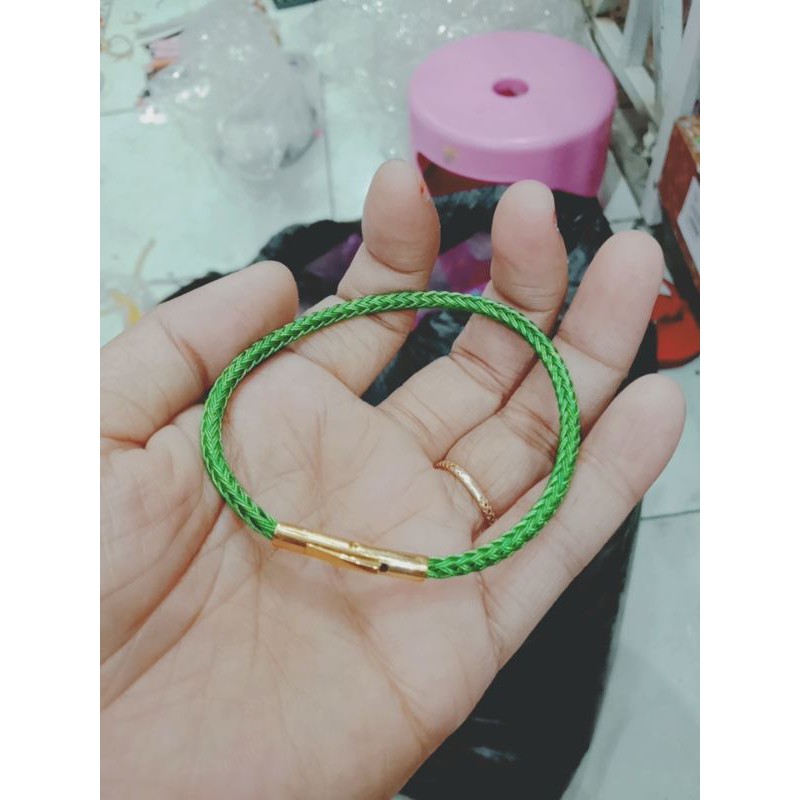 gelang tali kuncian tombol(pencetan)/gelang tali waterproof/gelang kawat anti air 3mm (free 2karet)