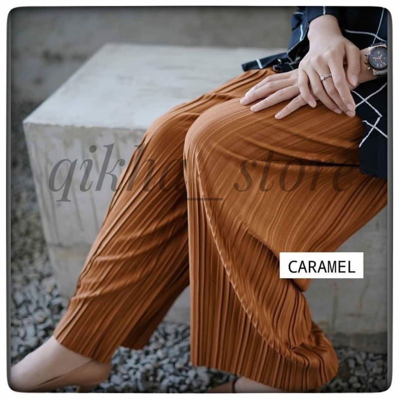 CELANA KULOT PLISKET IMPORT JUMBO MUAT S-M-L-XL-XXL-Caramel