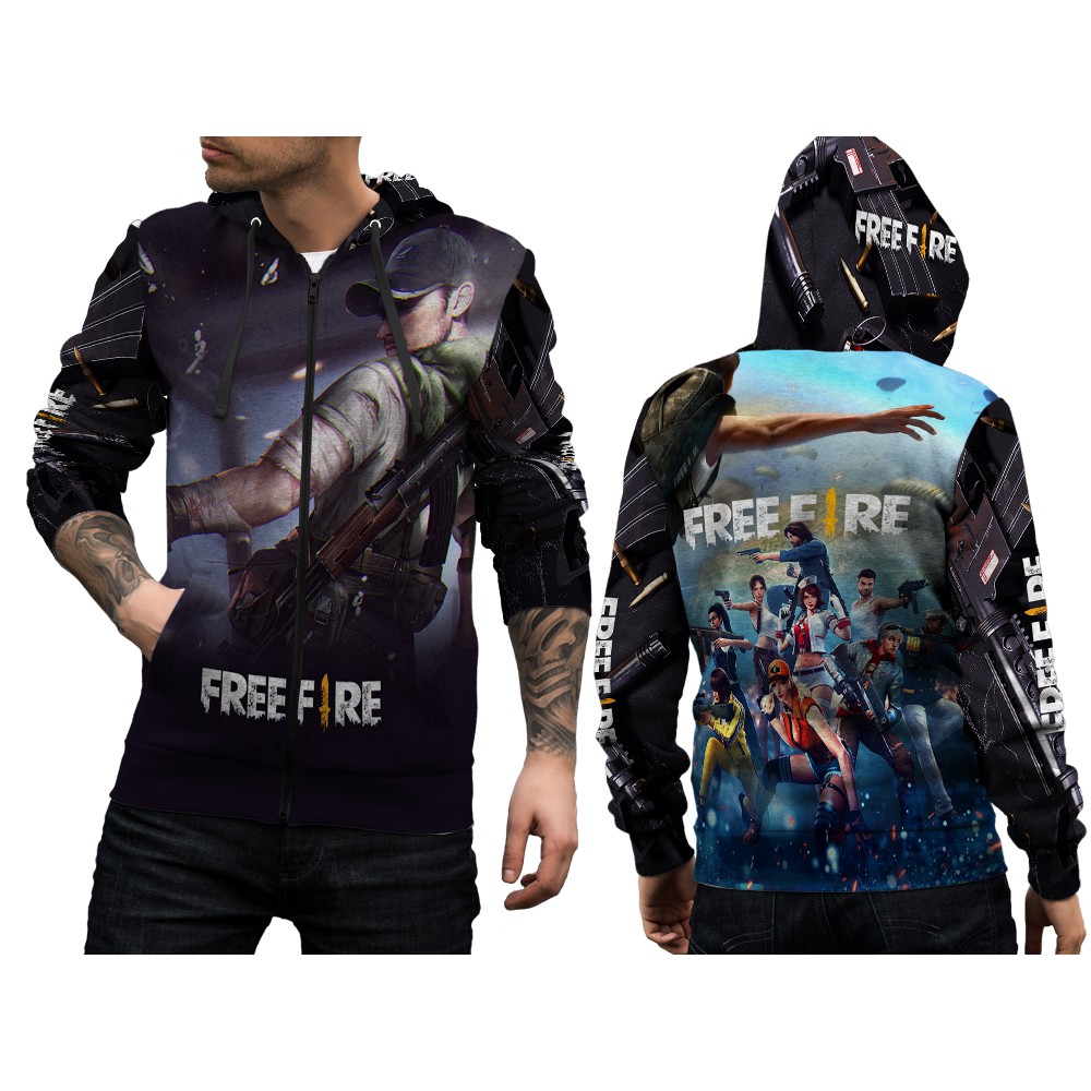 Jaket GARENA FREE FIRE BATLEGROUND Custom Fleece Zipper All Size