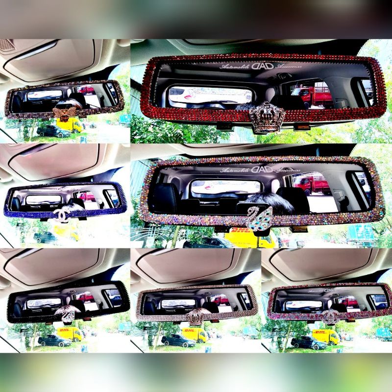 Baranv mobil spion mobil DAD CROWN MAHKOTA BLINK SPION Cover Kaca Spion Mobil DAD FULL Diamond Blink-Blink Bahan Premium Series