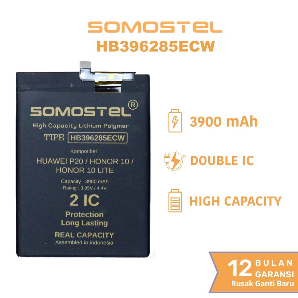 Somostel - HB396285ECW Huawei P20 / Honor 10 / Honor 10 Lite Batre Batrai Baterai