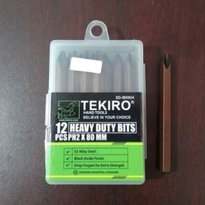 12 PCS / 1 KOTAK - Mata Obeng Ketok TEKIRO PH2 PH3 80mm - Mata Obeng TKR Heavy Duty Bits