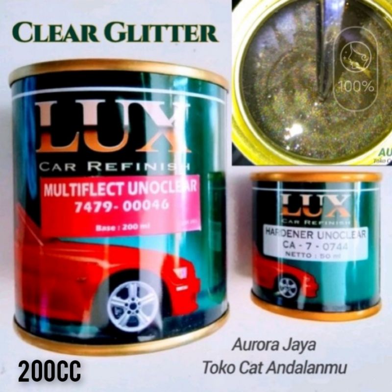 Lux Multiflect Gliter Hologram Cair Penta Cat PU Clear plus Hardener Pelangi Xiralic 200cc