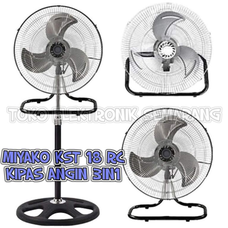 KIPAS ANGIN BESI MIYAKO TORNADO 3IN1 KST 18 RC STANDING DESK WALL FAN REMOTE INDUSTRIAL FAN ORIGINAL