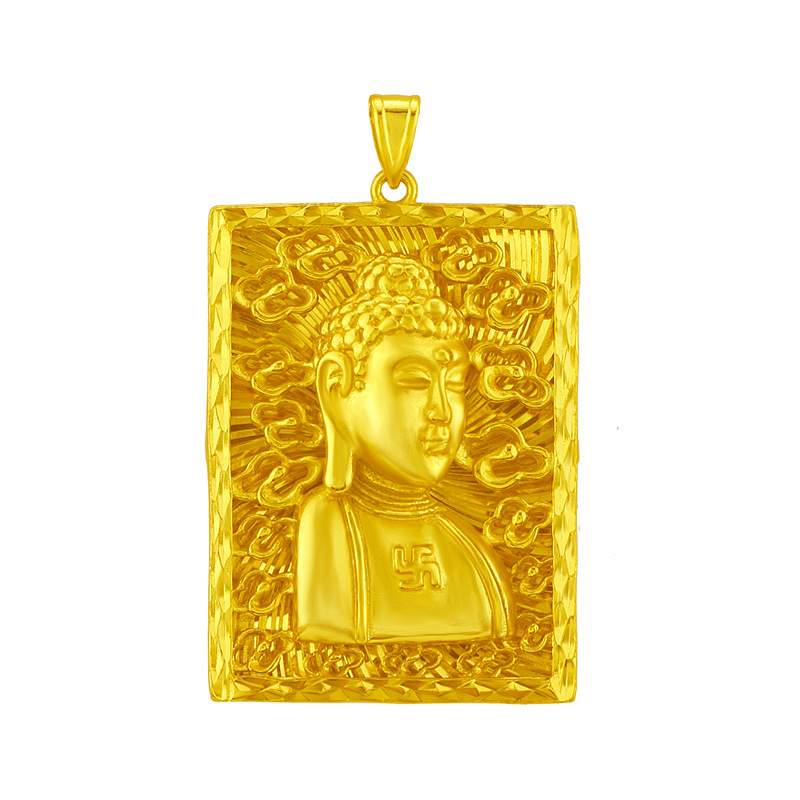 Kalung Emas Asli Kadar 375 Dengan Liontin Tag Buddha Untuk Pria