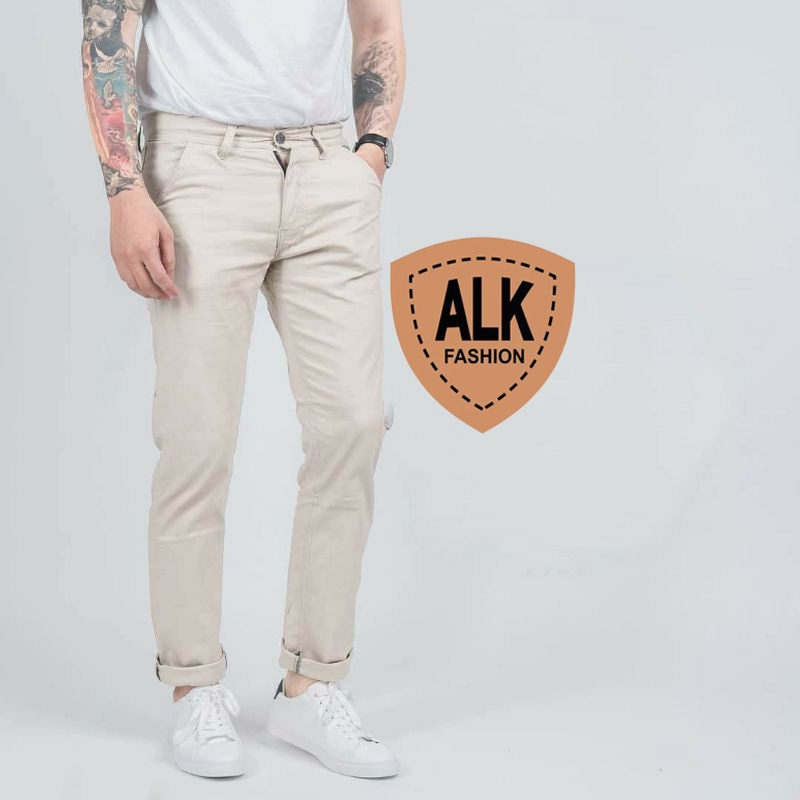 CELANA CINO Panjang Pria Slimfit KERJAHARIAN Santai Casual Formal Hitam Abu Cream Mocca Army Size 28-38