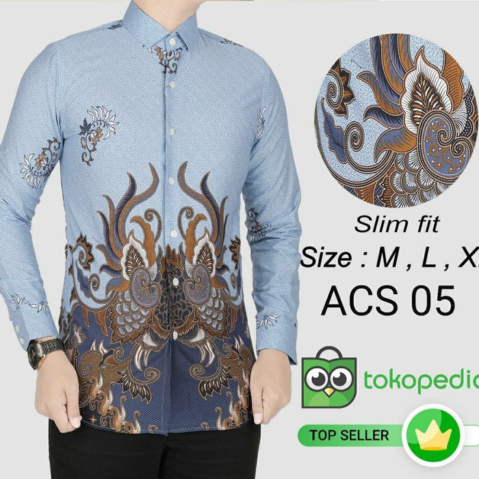 BAJU KOKO PRIA BATIK MODERN LENGAN PANJANG SLIMFIT CB366