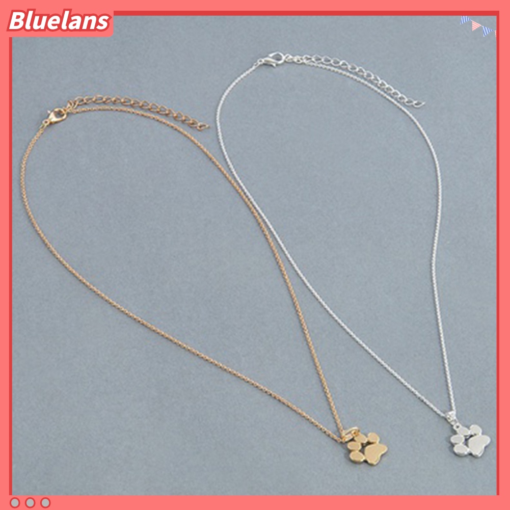 Bluelans Kalung Rantai Dengan Liontin Bentuk Kaki Anjing Kucing Untuk Wanita