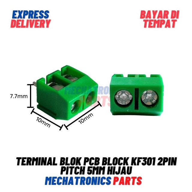 [5689] Terminal Blok PCB Block KF301 2Pin Pitch 5mm Hijau