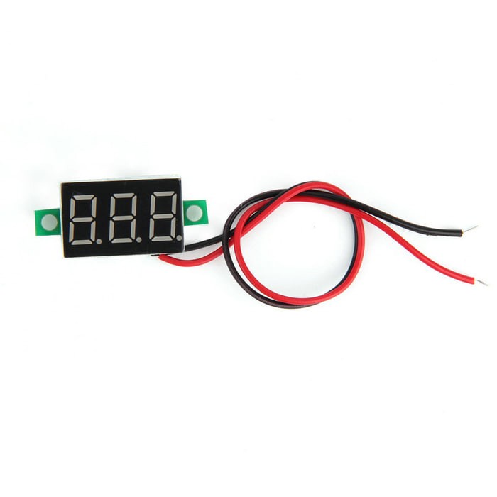 Voltmeter Digital Mini Tanpa Frame 4.5-30V DC Dua Kabel Pengukur Tegangan 3 Digit LED 0.36in