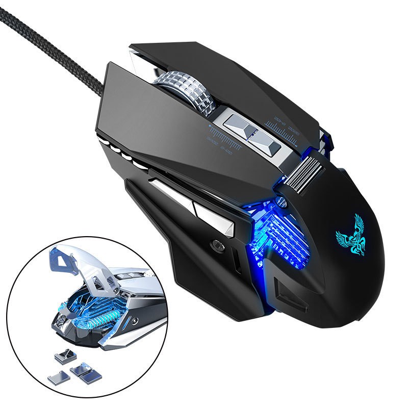 Mouse Gaming USB 7200dpi 7 Tombol Gaming Mouse Metal Wheel Design