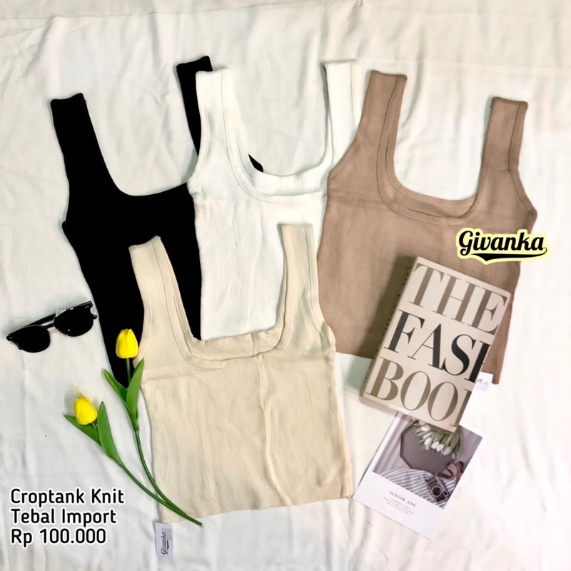 TANKTOP CROP RAJUT KNIT TEBAL IMPORT POLOS// CROP TANK RAJUT FIT BODY