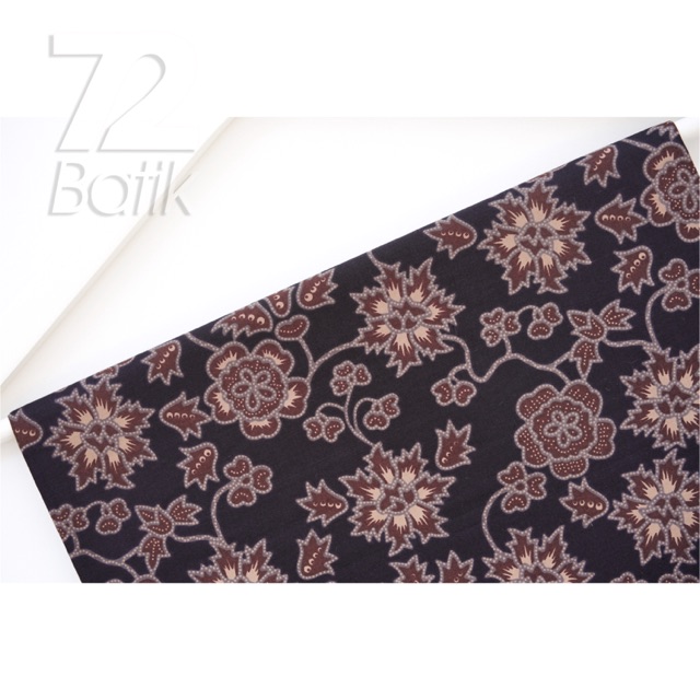 KAIN BATIK PREMIUM Bahan Katun Motif Kembang Warna Item Hitam Coklat Choklat 727850 Cap 72 Jarik Jarit Samping Kebat Panjang Batik Katun Modern Premium Bahan Seragam Batik Pernikahan Kantor Keluarga Murah Kamen Jadi Batik Bali Lembaran