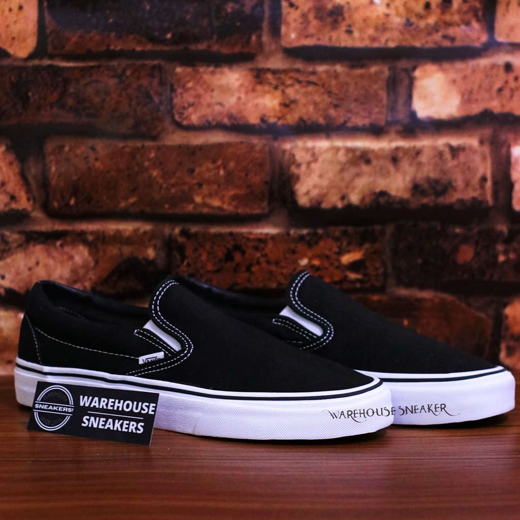 Sepatu Slip On Classic Black White Sneakers Vens Slip On Hitam Putih