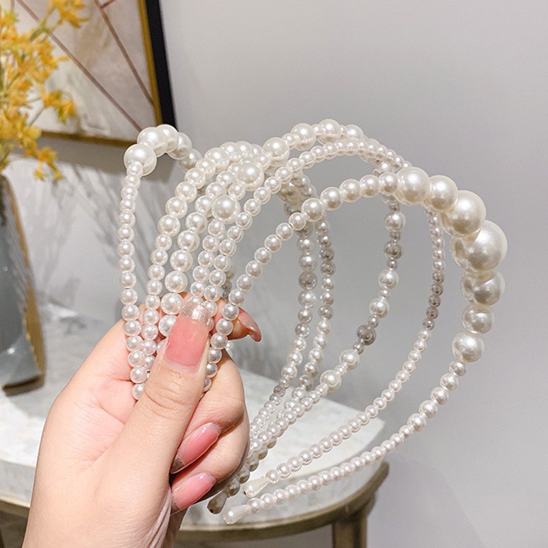 AY(CN) Headband Mutiara Gaya Korea Untuk Aksesoris Rambut Wanita