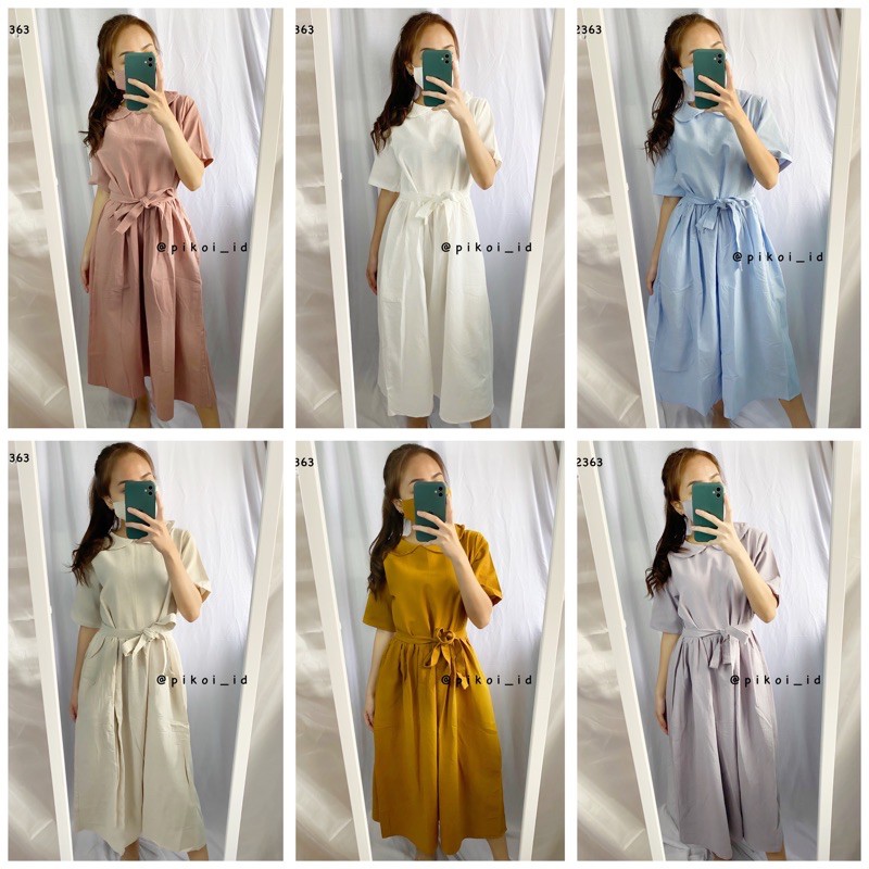 Dress vintage button up / dress katun linen polos pocket / dress busui friendly / dress bangkok redi