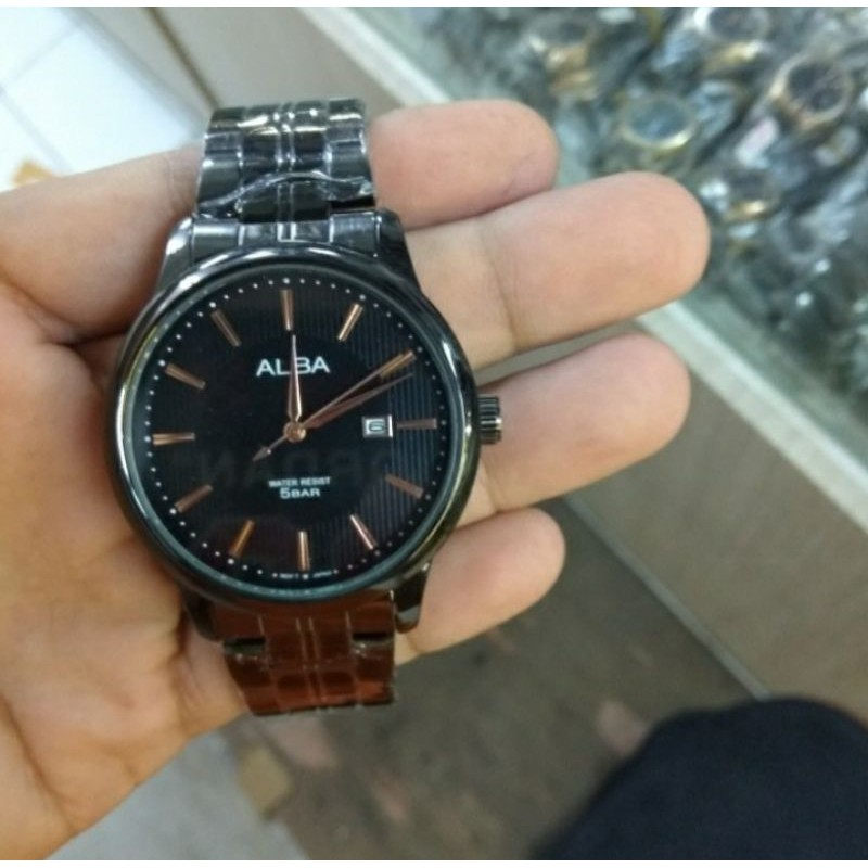 jam tangan pria Alba hitam premium