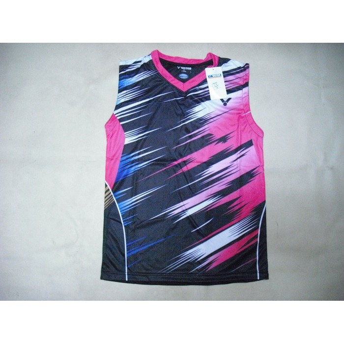 Baju Badminton Singlet BADMINTON / BULUTANGKIS Victor V.19 Black Pink Murah
