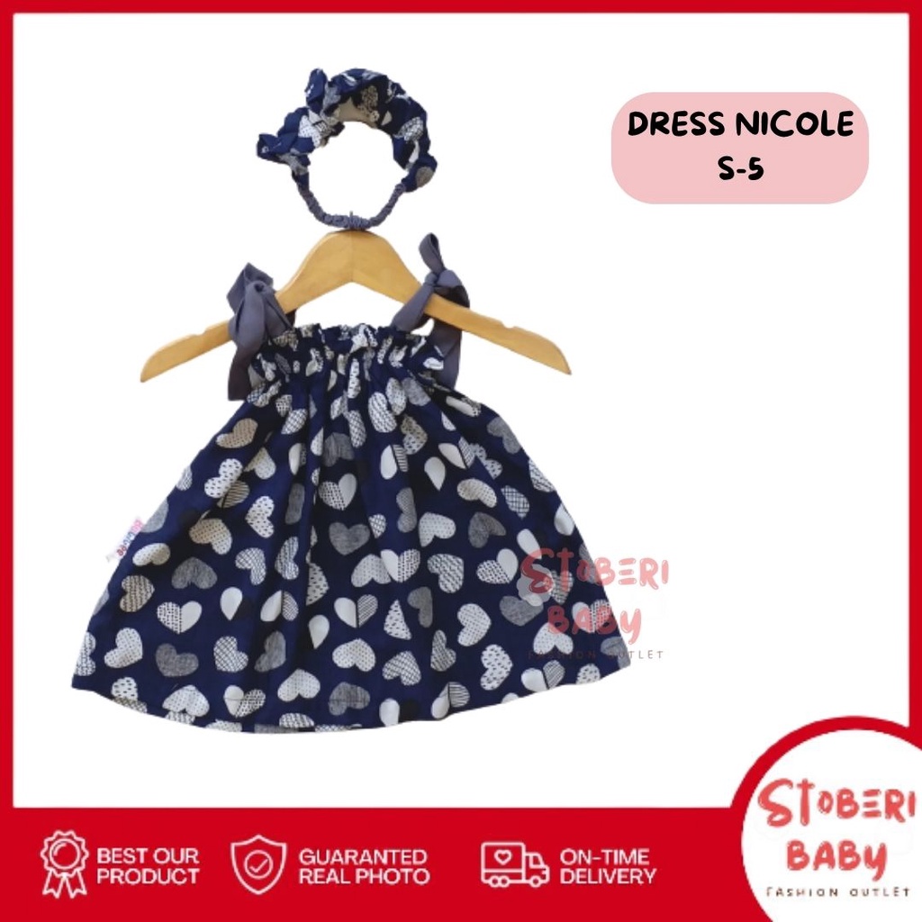 PUNCAK 3.3 stoberibaby - BBB DRESS NICOLE dress anak perempuan bayi motif bunga lucu free headband