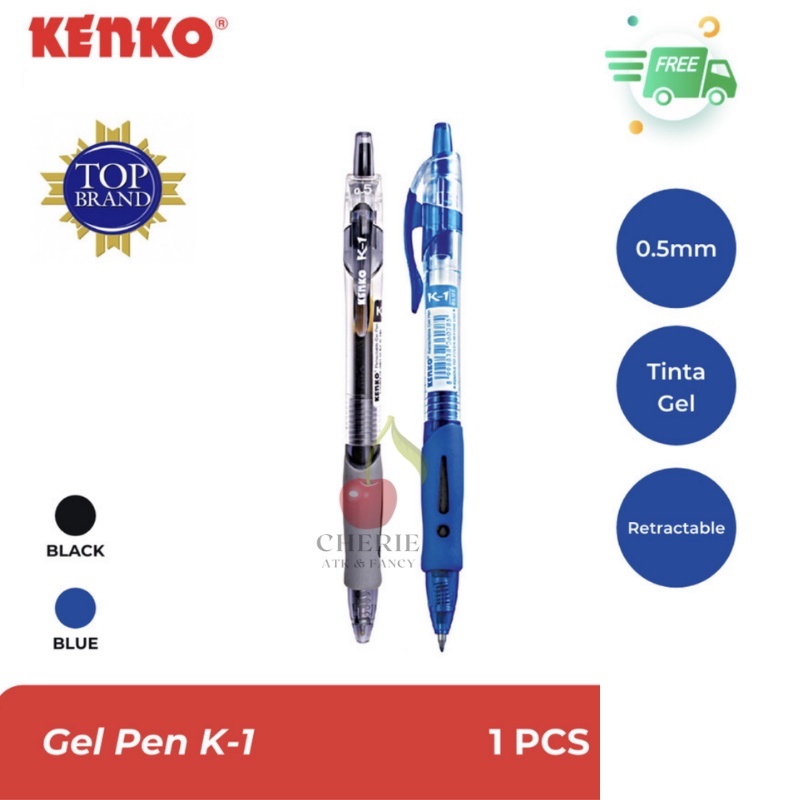 

Gel Pen Kenko K-1 0.5mm Retractable Black - 1 pcs