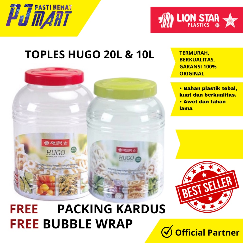 Toples kerupuk | toples plastik Hugo 20L | Toples 2OL | Toples 10L | Toples Lion Star