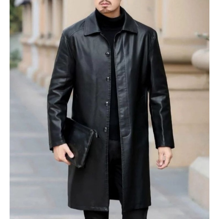 Jaket Pria/Jaket Semi Kulit/Jaket Jubah Panjang pria/Jaket Formal