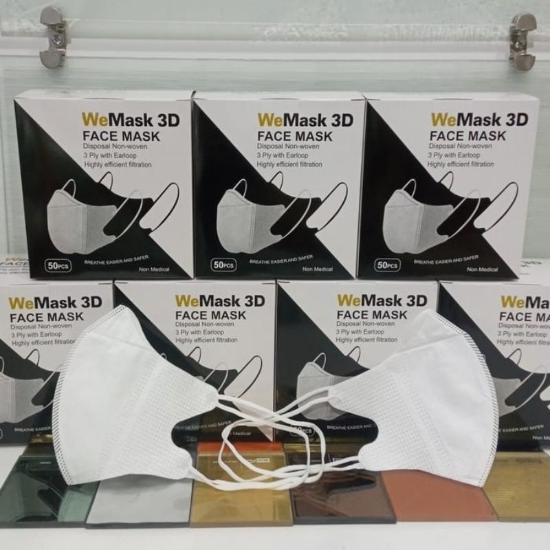 DUCKBILL HIJAB WEMASK WE MASK HITAM PUTIH ISI 50PCS MODEL GARIS MIRIP SENSI