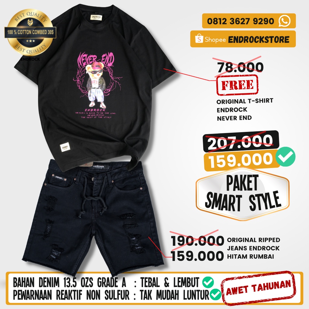 ORIGINAL PAKET CELANA026+KAOS NEVER END GRAPHIC YOUNG SMART