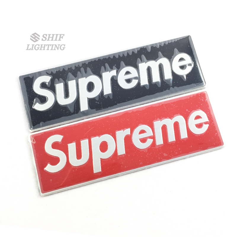 1Pc Stiker Emblem / Badge Motif Logo Supreme Bahan Aluminium untuk Dekorasi Mobil