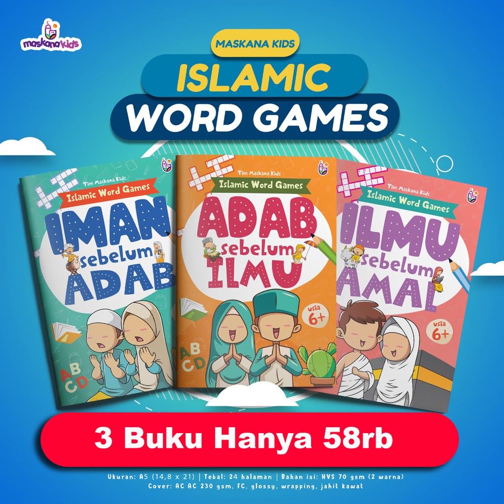 Buku Paket Islamic Word Games (3 Buku) Maskana Kids