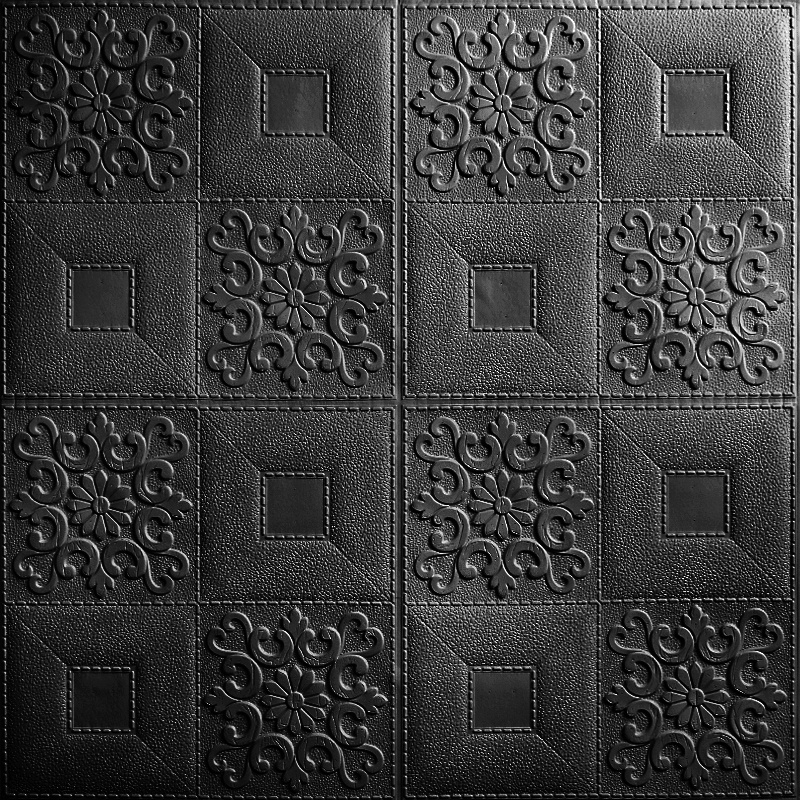 [BISA COD] Wallpaper Dinding Stiker Wallfoam 3D Sticker Dekorasi Kamar Rumah Murah Motif Batik-Hitam