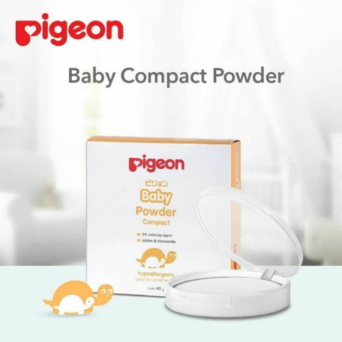 [COMPACT] Pigeon Baby Compact Powder Cake Hypoallergenic Jojoba + Chamomile 45gr - Bedak Bayi Padat