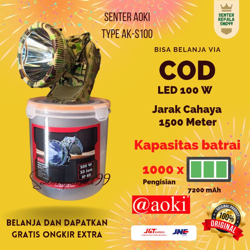 Senter Kepala Aoki type AK-S100 + Power Bank | 100W
