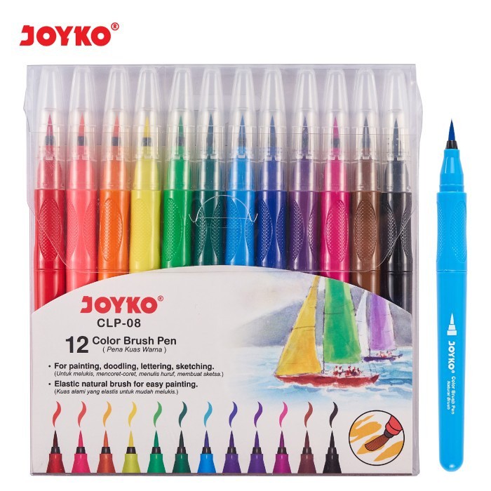 

Joyko Color Brush Pen CLP-08 12 Warna CLP08 Elastic Natural Pena Kuas