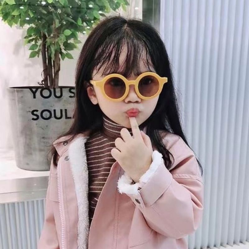 Kacamata Hitam Anak Korea Gaya Kacamata Hitam Bulat Macaron Color -Bonanza.baby