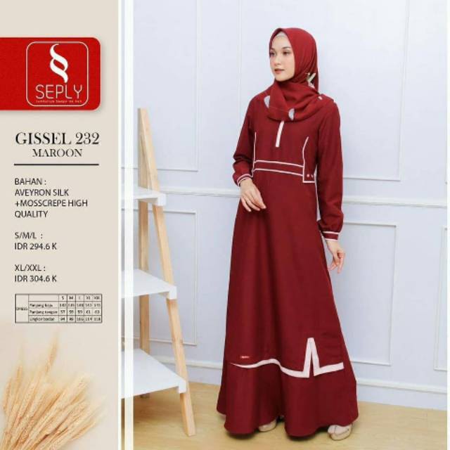 Gamis Katun Original SEPLY GISSEL 232 MAROON