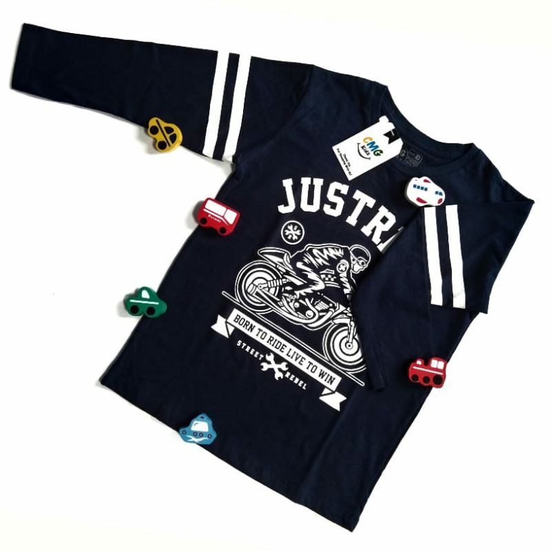 CMG Kids Kaos Anak Laki Laki Motif Motor Cotton Combed 24S lengan panjang