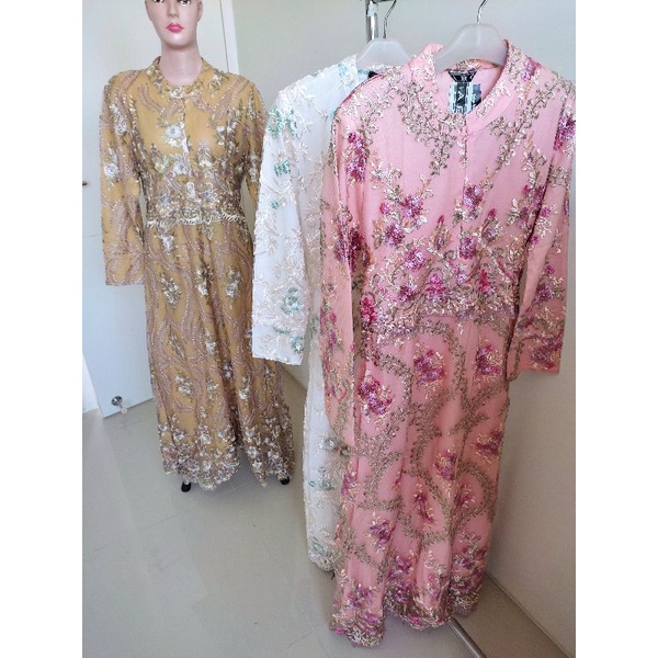 Baju / Gamis Brokat Tile Bordir Bunga Timbul // Gamis Pesta Brokat | Dress / Gamis Brokat Terbaru
